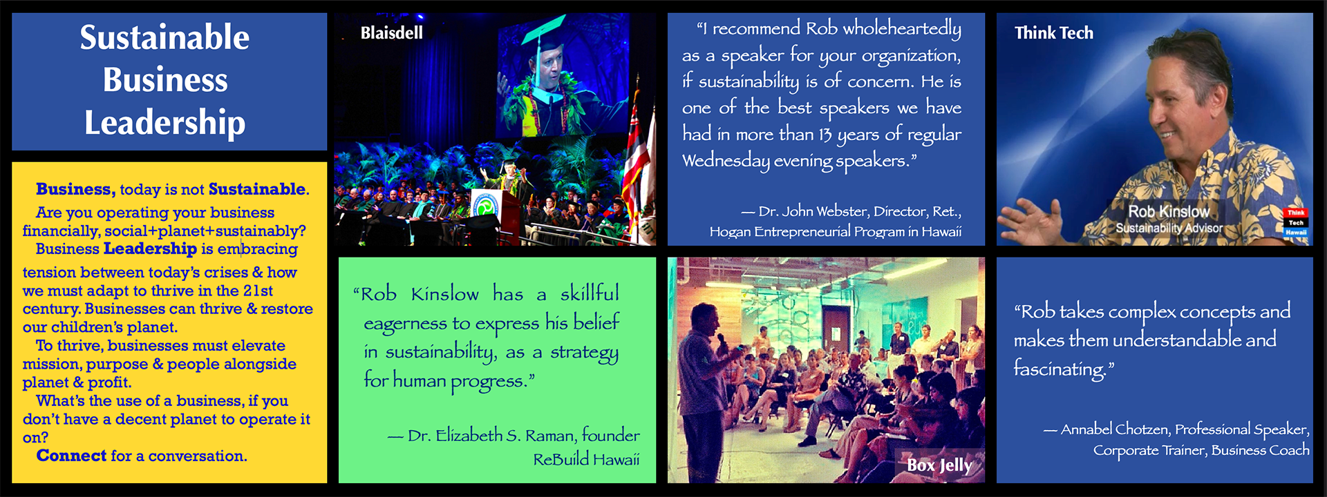 Rob Kinslow Sustainability Speaker banner: Contact and Booking time with Robert Kinslow